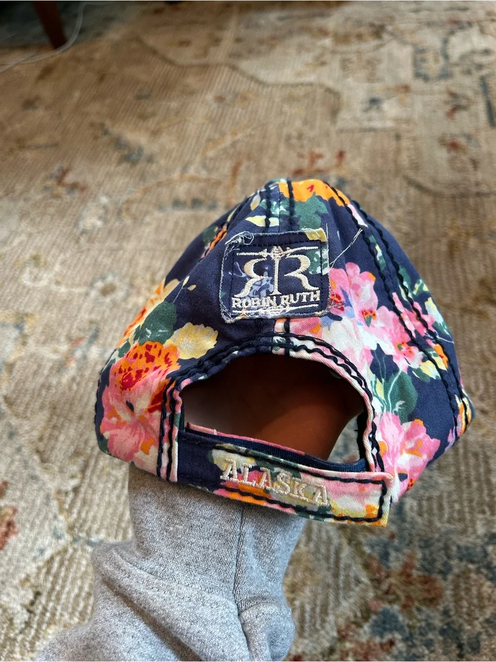 Robin Ruth Navy Floral Baseball Hat with Multicolor Blooms